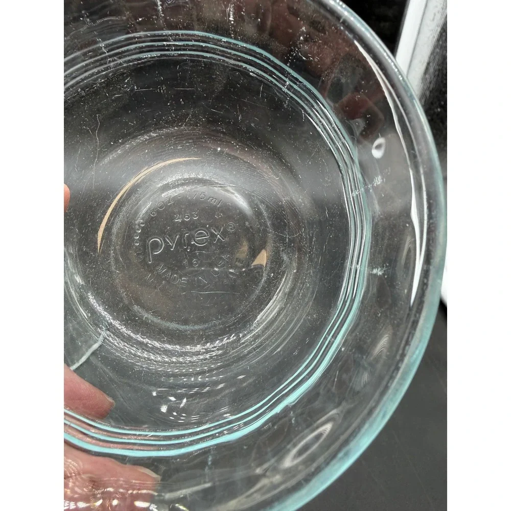 Pyrex 463 Light Blue Glass Custard Cups 6oz Ramekins Set of 2 Ribbed Made in USA
